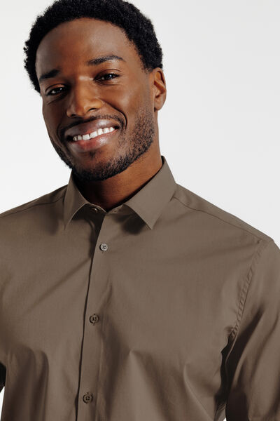 Slim effen hemd in gerecyclede polyamide