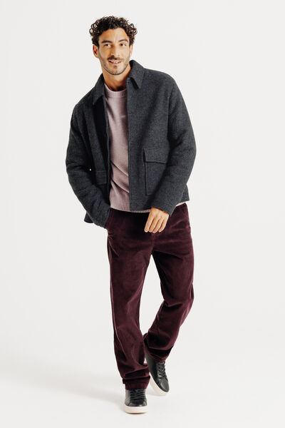 Blouson en laine col chemise