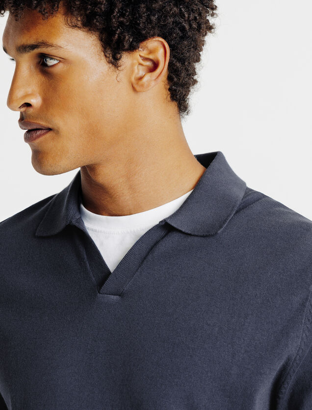 Polo en maille manches longues col resort