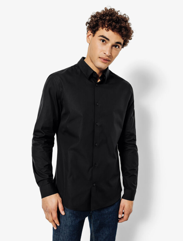 Chemise slim unie coton repassage facile