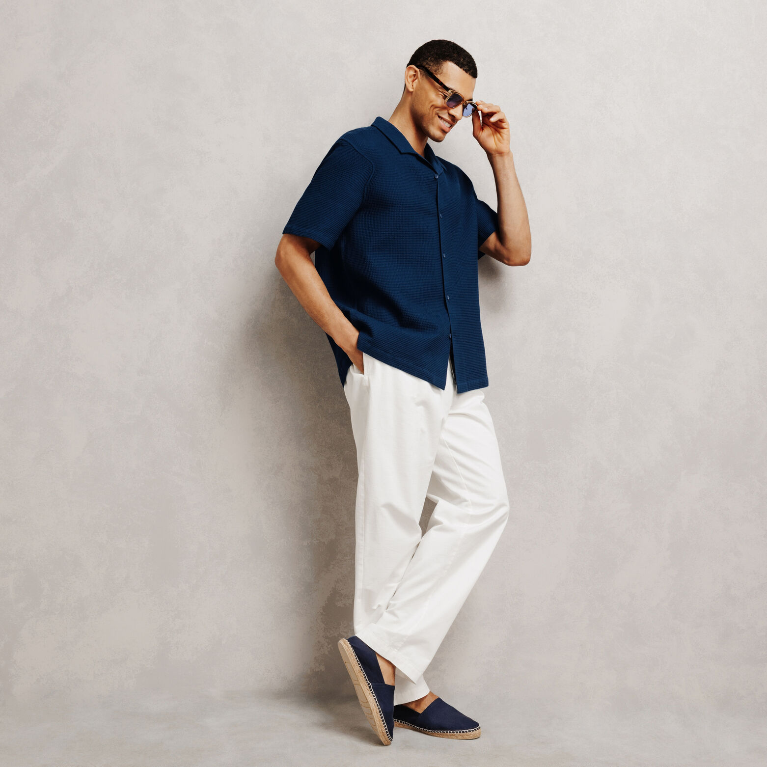 Effen hemdje in gewafeld katoen