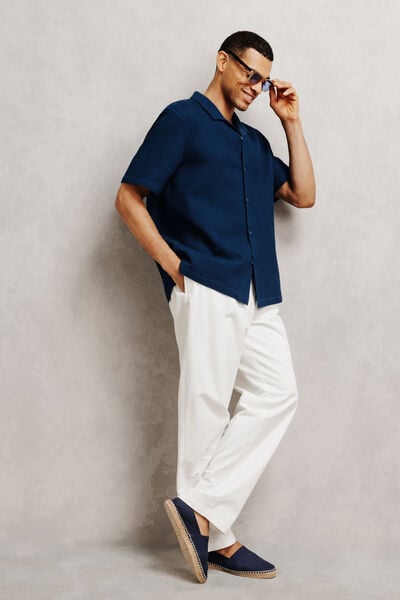 Chemisette gaufr&eacute;e coton unie