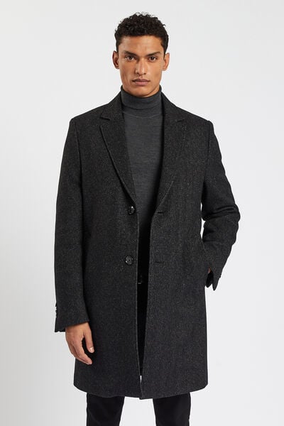 Manteau chevron col tailleur Noir