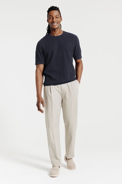 Trui ronde hals korte mouwen in stekenpatroon