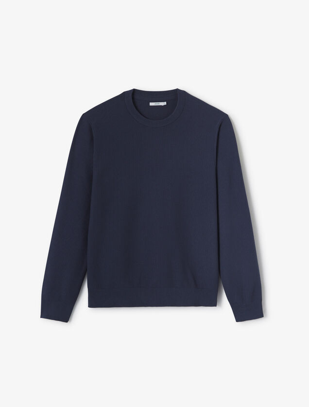 Pull col rond jeux de points fantaisie