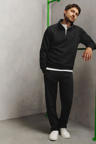 Effen sweater met ritskraag