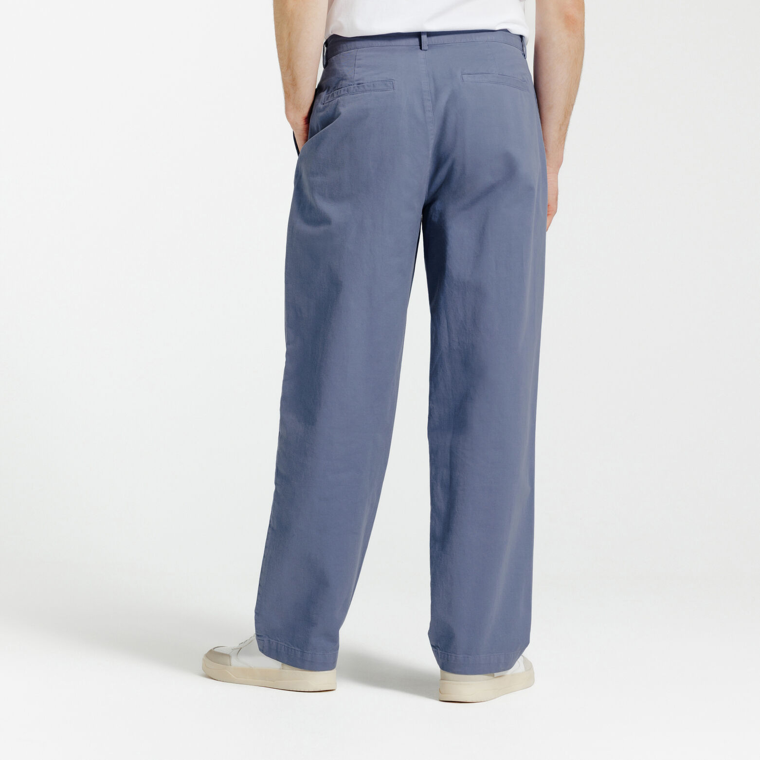 Pantalon skateur &agrave; pinces coton lin