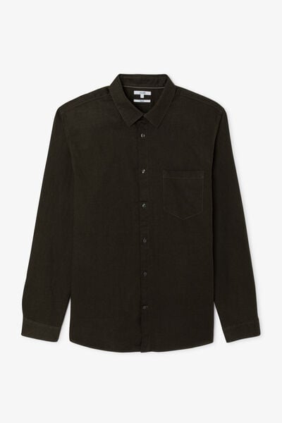 Effen hemd in katoen en linnen