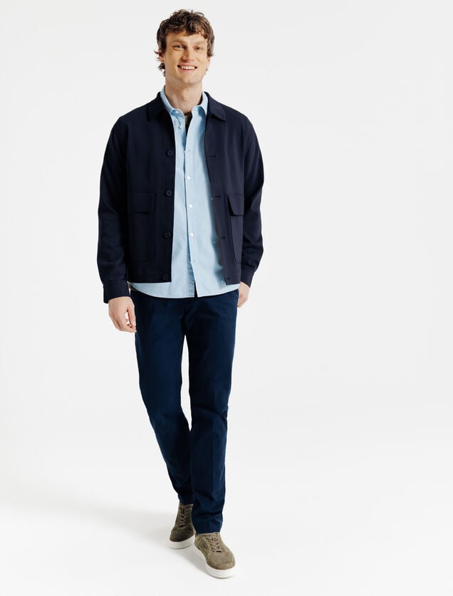 Regular fit effen hemd in katoen
