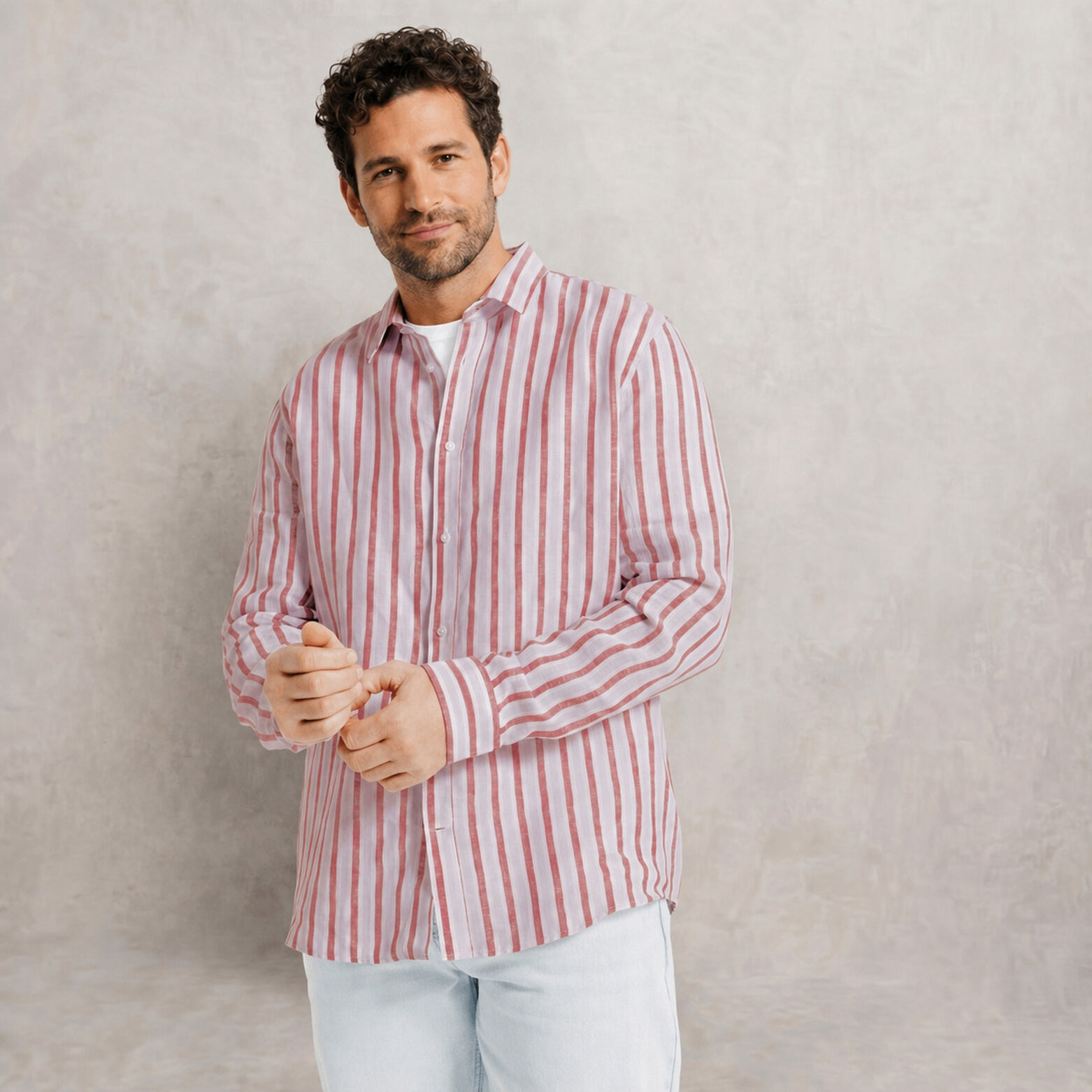 Chemise 100% lin ray&eacute;e