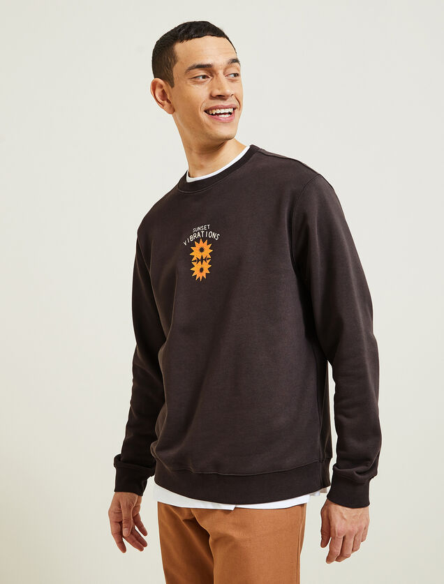 Sweat ras de cou animation devant/dos  soleil