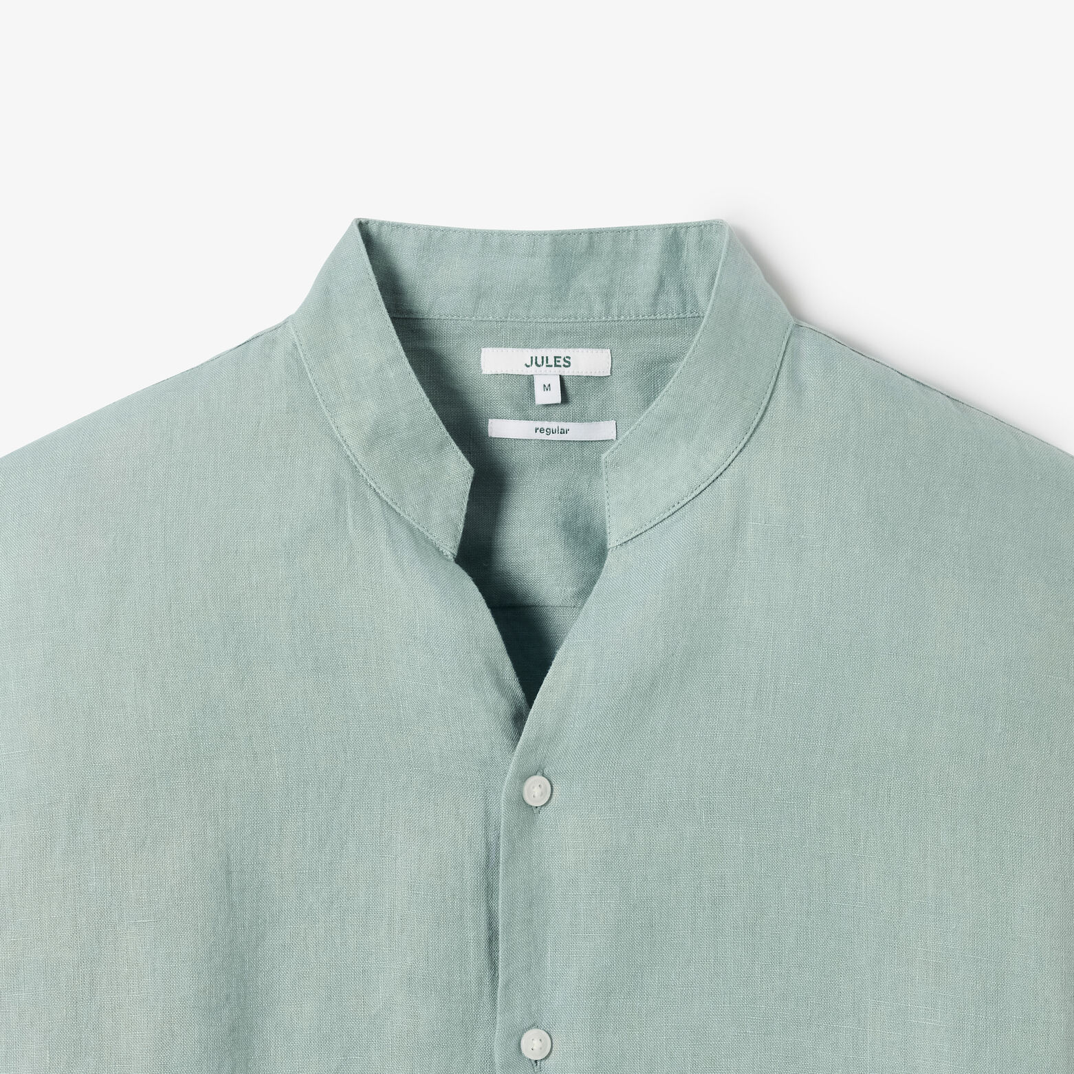 Chemise regular lin unie col mao