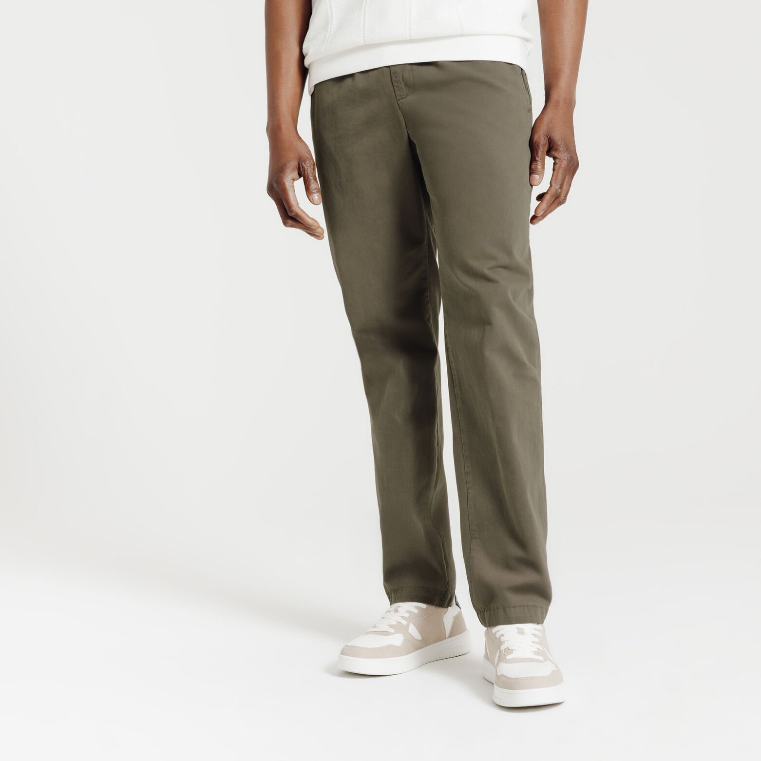 Pantalon straight taille &eacute;lastiqu&eacute;e