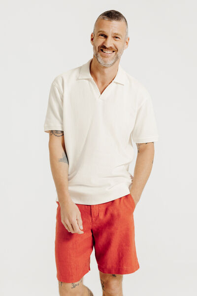 Polo manches courtes col resort en c&ocirc;te