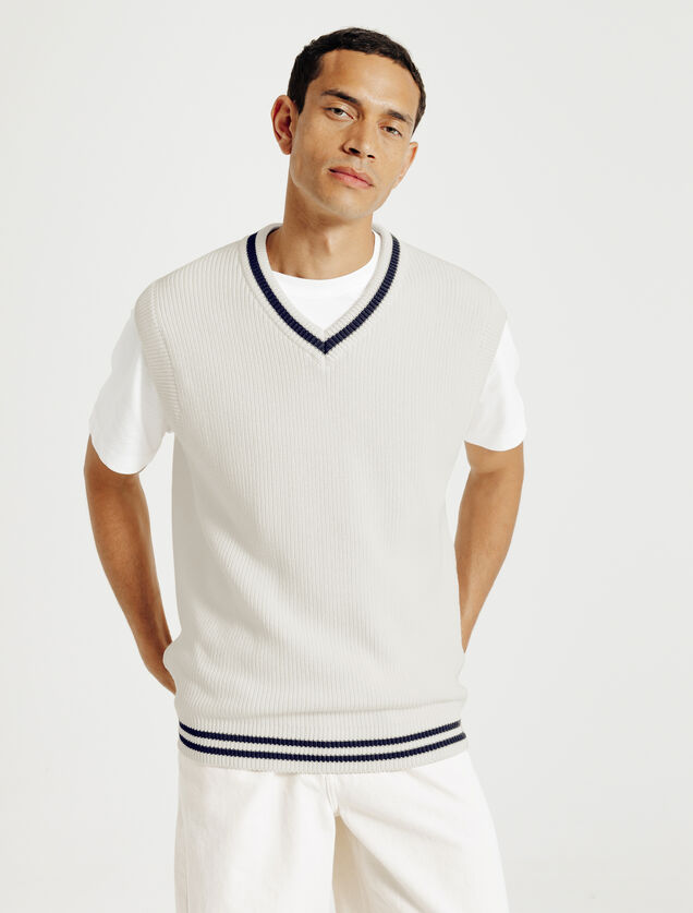 Trui met V-hals zonder mouwen