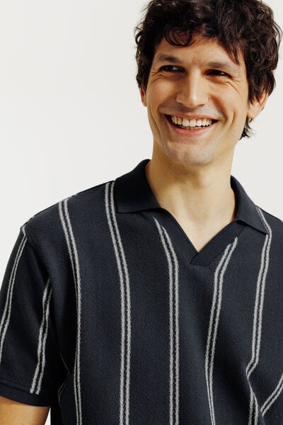 Gestreepte polo korte mouwen met resortkraag