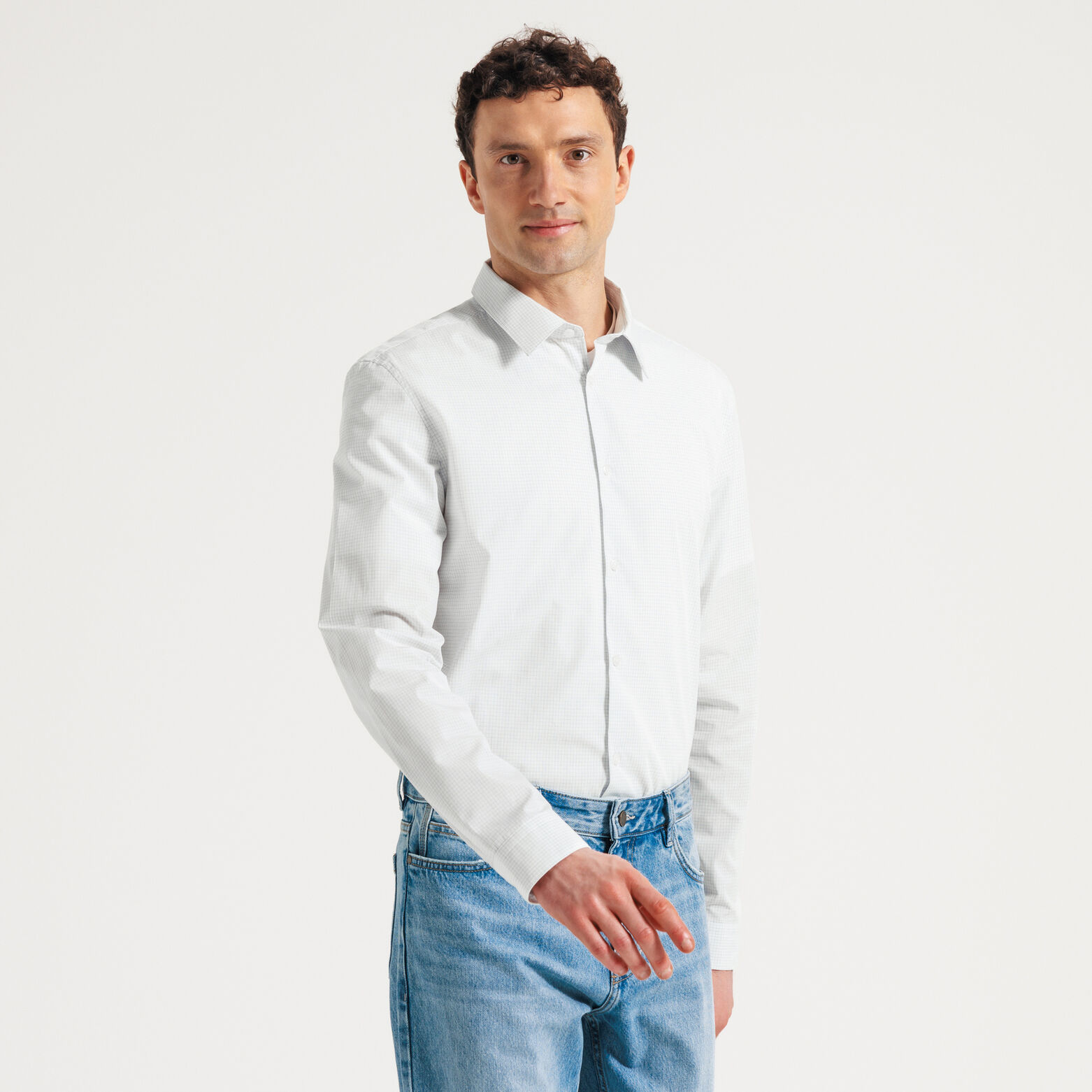 Chemise regular carreaux en coton