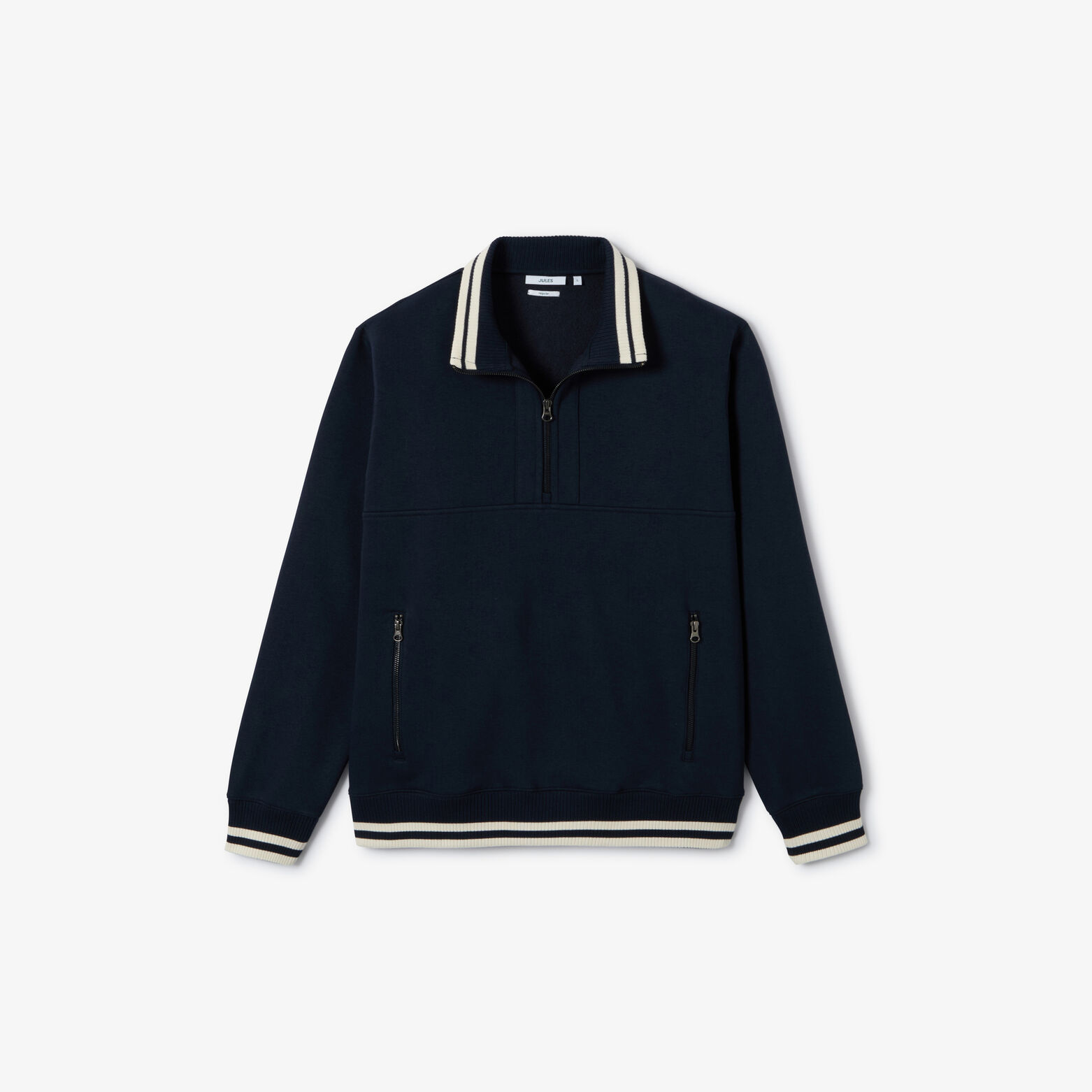 Sweater met rits, opstaande kraag, contrastboord