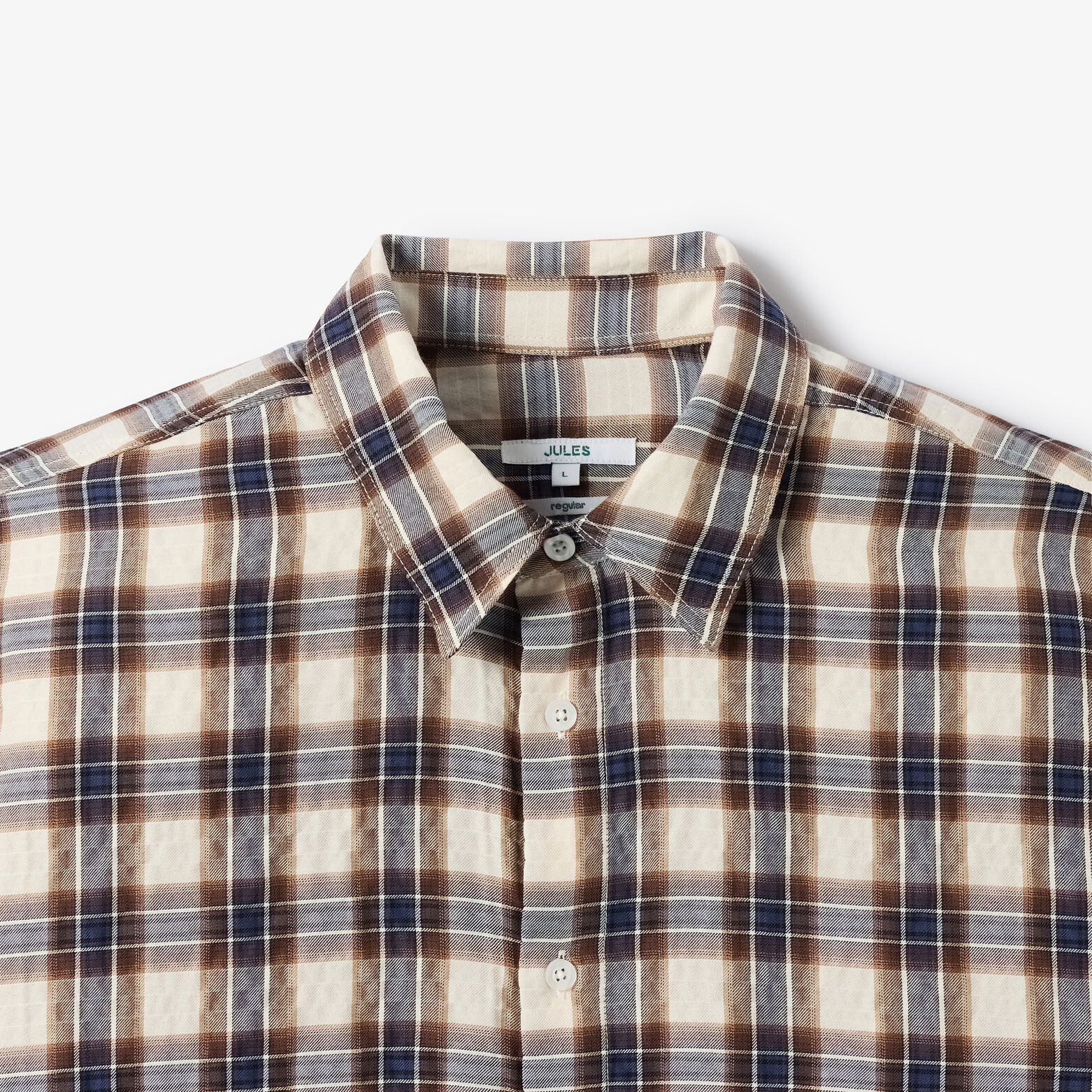 Chemise regular col fran&ccedil;ais &agrave; carreaux