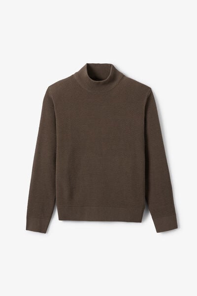 Pull col montant grosse jauge en point de riz