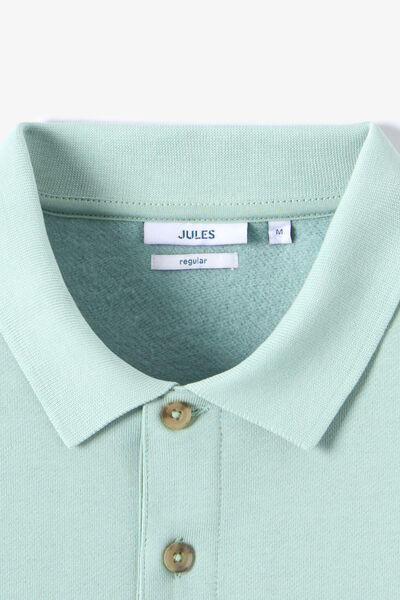Sweat col polo boutonn&eacute; molleton uni