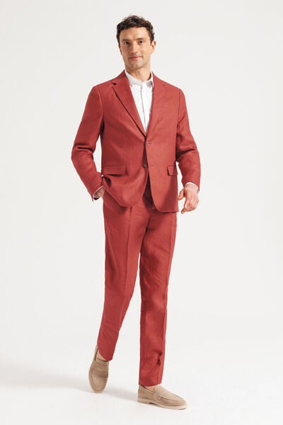 Veste de costume confort motif chevron 100% lin