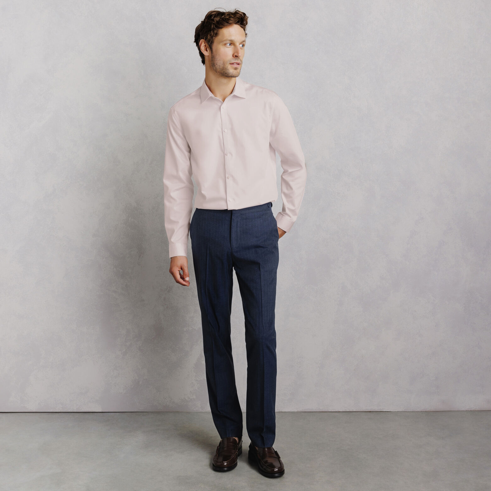 Chemise sans repassage en coton unie slim