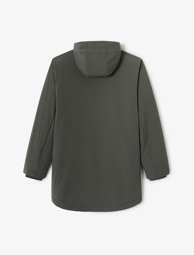 Parka longue &agrave; capuche doubl&eacute;e en sherpa
