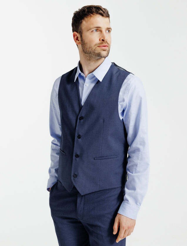 Slim fit kostuumgilet met pied-de-puce-motief