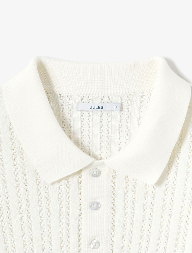 Polo korte mouwen in tricot met stekenpatroon