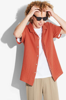 Chemisette en gaze de coton col requin