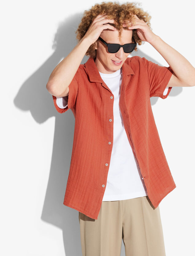 Chemisette en gaze de coton col requin