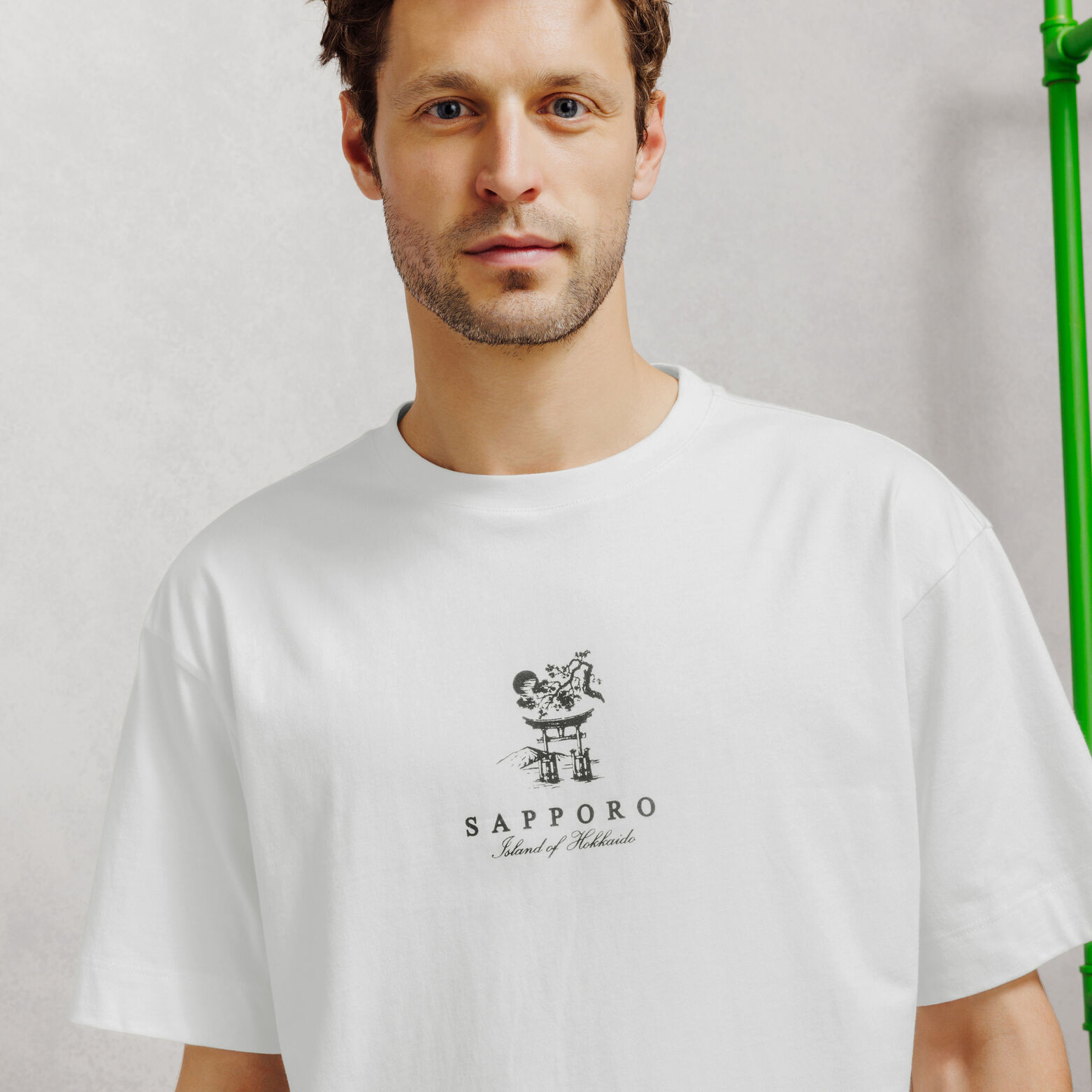 T-shirt met print voor en achter Japan 