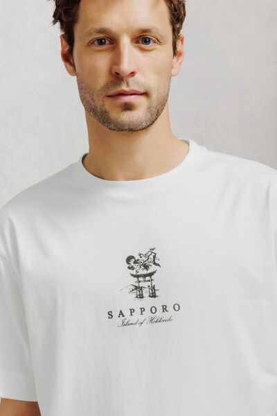 T-shirt met print voor en achter Japan 