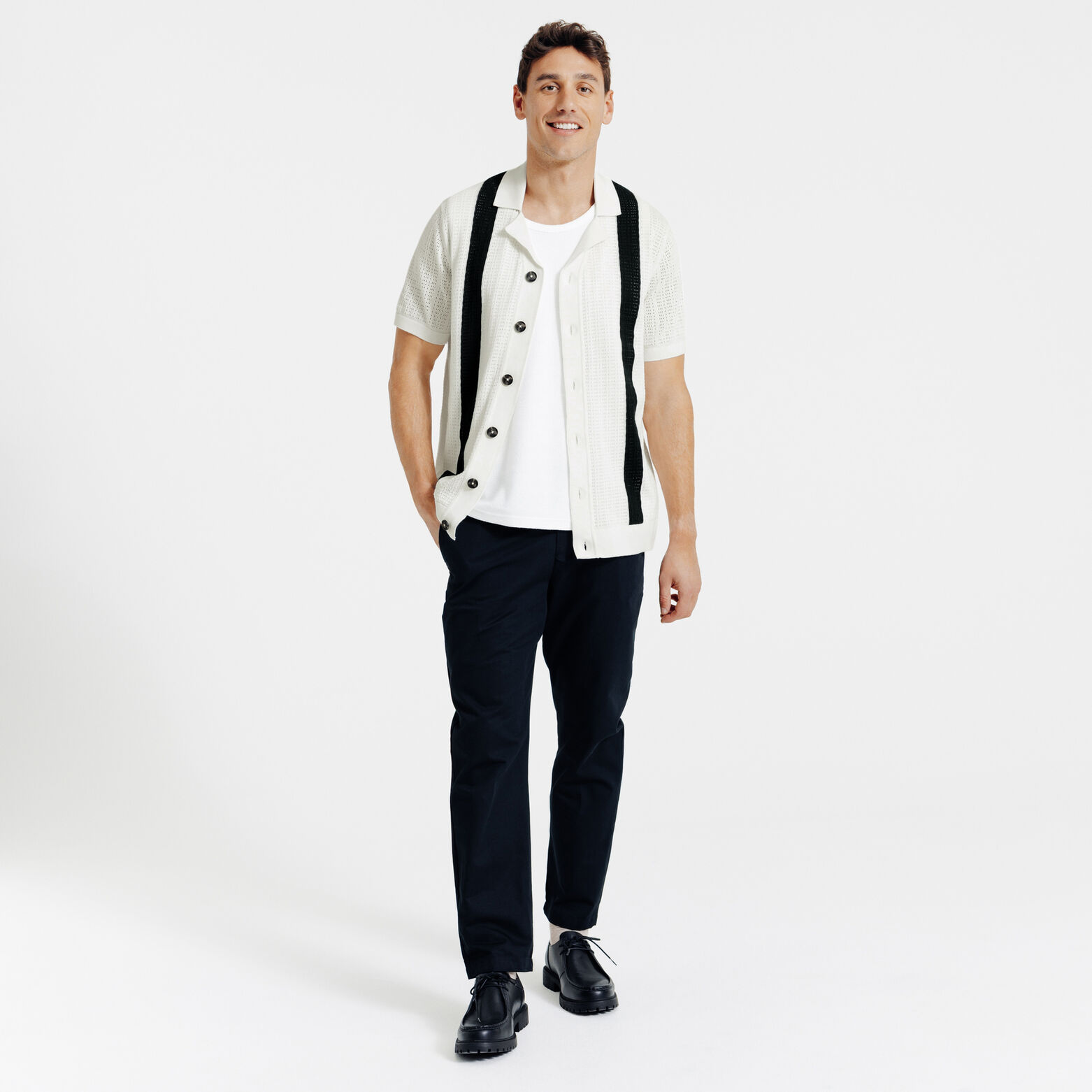 Gestreept hemdje in tricot met polokraag