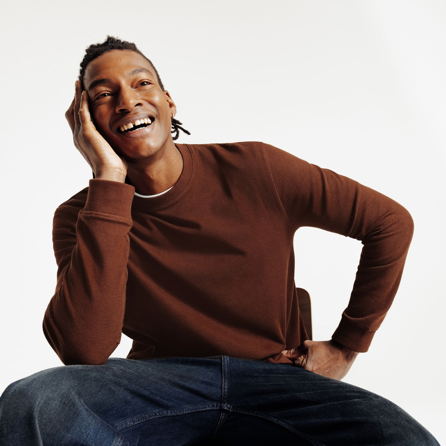 T-shirt lange mouwen in reliëfstof