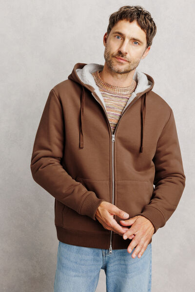 Sweat &agrave; capuche zipp&eacute; doubl&eacute; sherpa