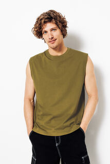 Effen mouwloos hemdje met ronde hals in katoen