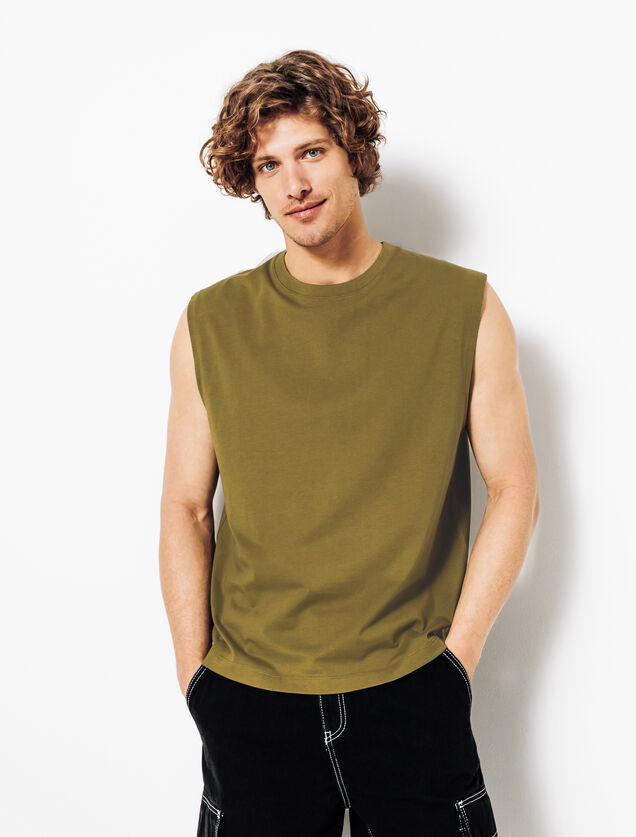 Effen mouwloos hemdje met ronde hals in katoen