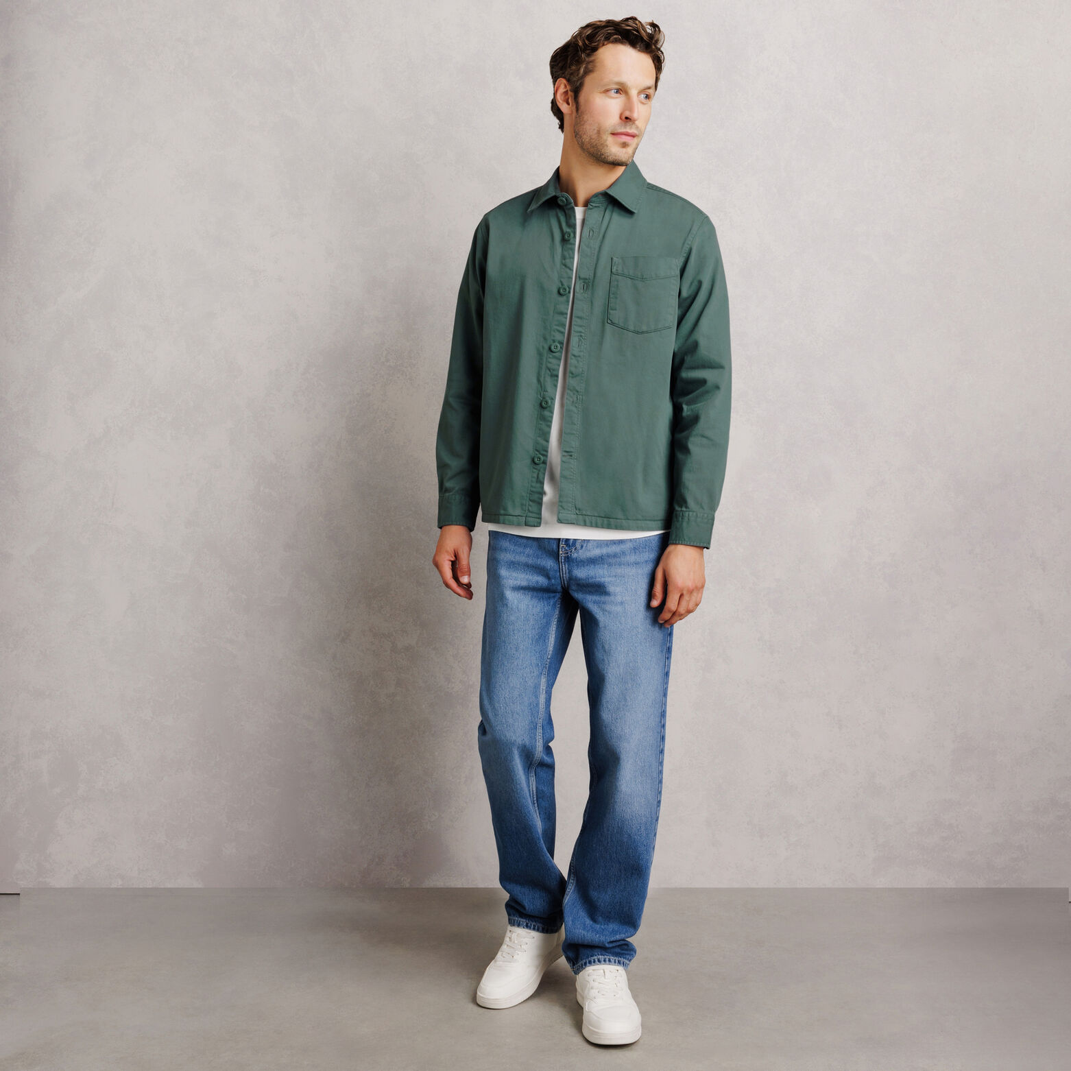 Surchemise regular col fran&ccedil;ais 100% coton