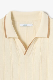 Polo en maille col resort jeux de points fantaisie