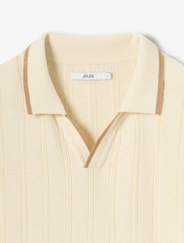 Polo en maille col resort jeux de points fantaisie