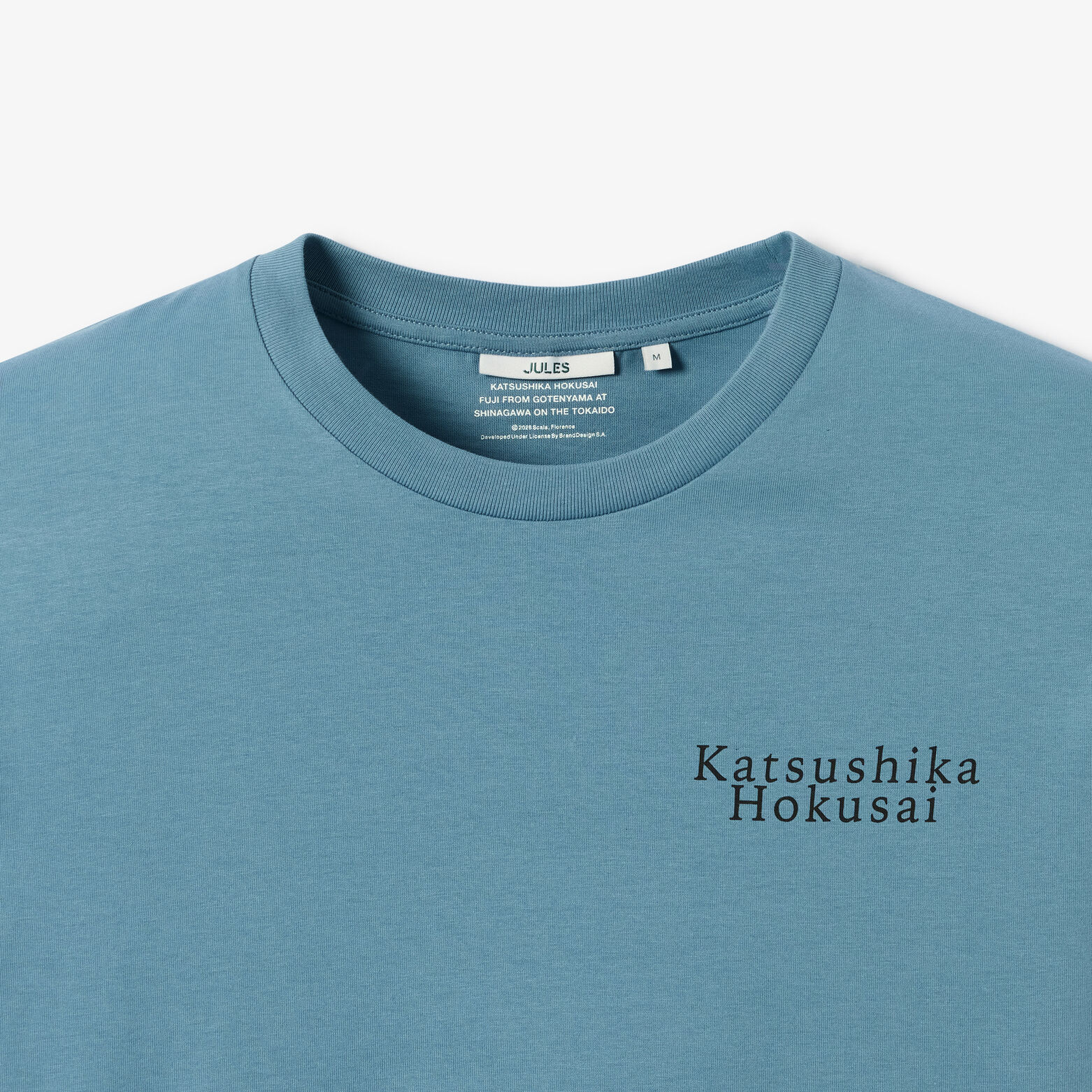 T-shirt met print voor en achter licentie Hokusai