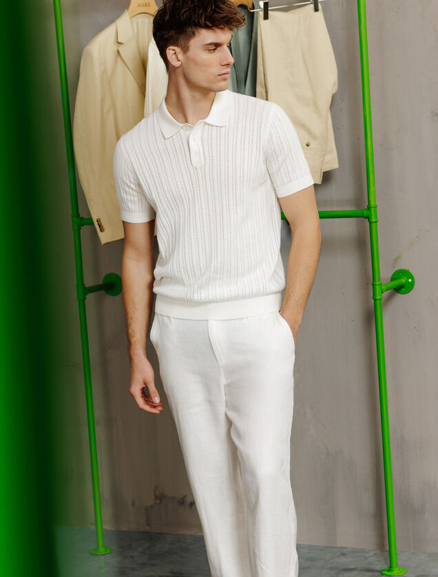 Polo korte mouwen in tricot met stekenpatroon