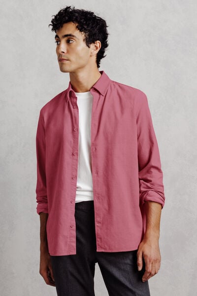 Chemise en velours c&ocirc;tel&eacute; unie 100% coton