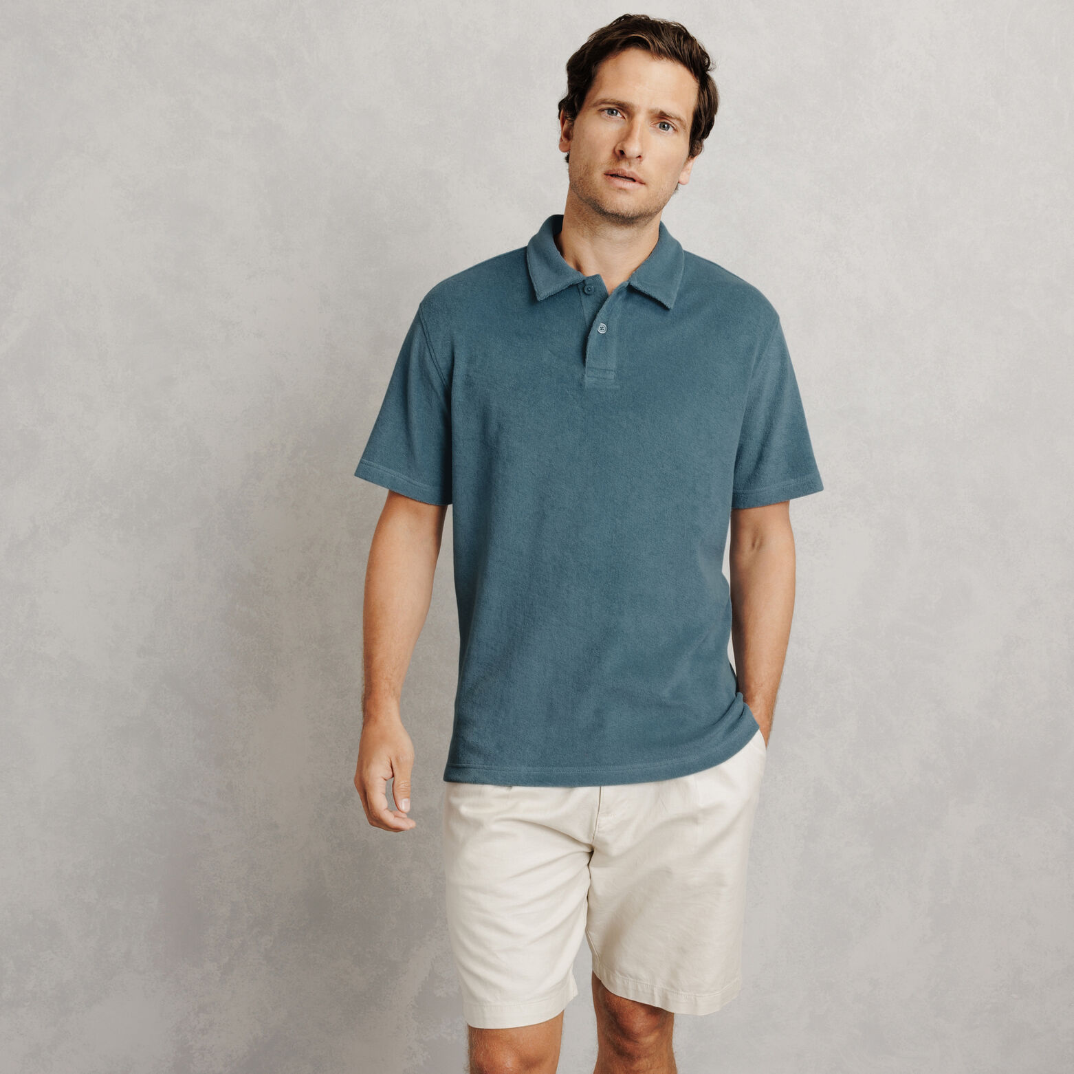 Polo manches courtes uni mati&egrave;re &eacute;ponge