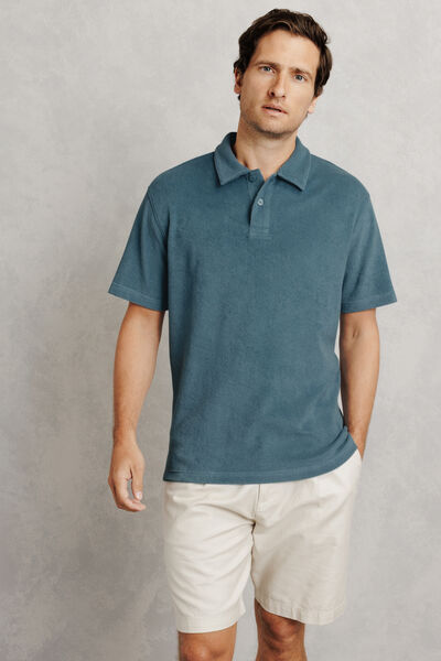 Polo manches courtes uni mati&egrave;re &eacute;ponge