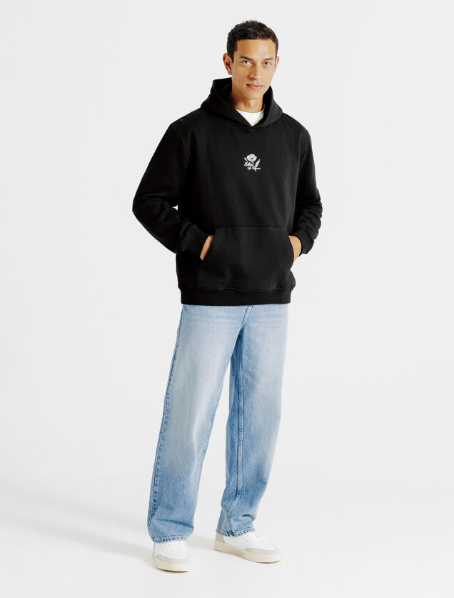 Sweat &agrave; capuche imprim&eacute; fleurs