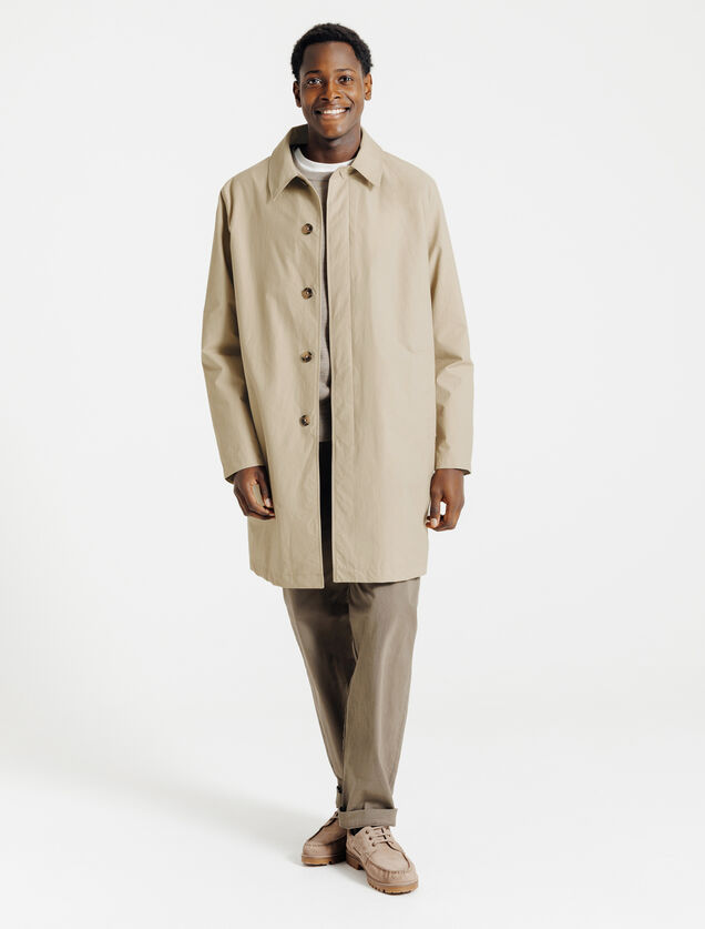 Lange trenchcoat hemdskraag, gevoerd