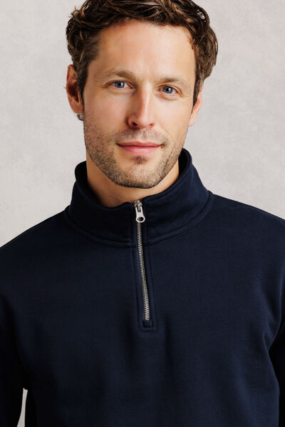 Sweat col montant zipp&eacute; molleton uni